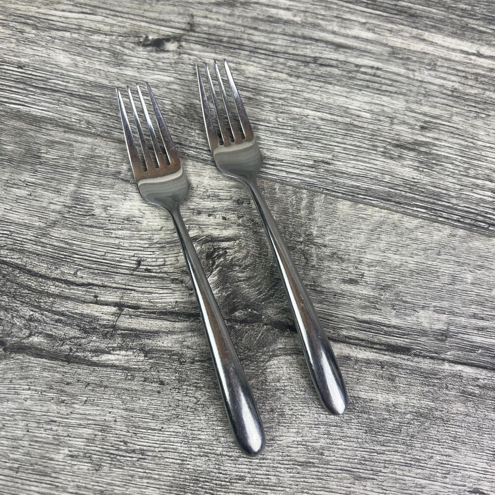 Set of 2 TWO Hampton Stainless CASSINI Salad Dessert Forks 7 1/4" Flatware